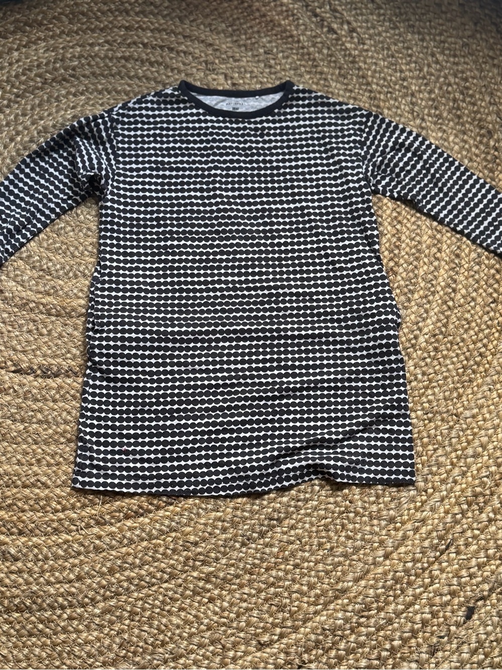 Marimekko Black & White Dot-Stripe Long Sleeve Kids Dress